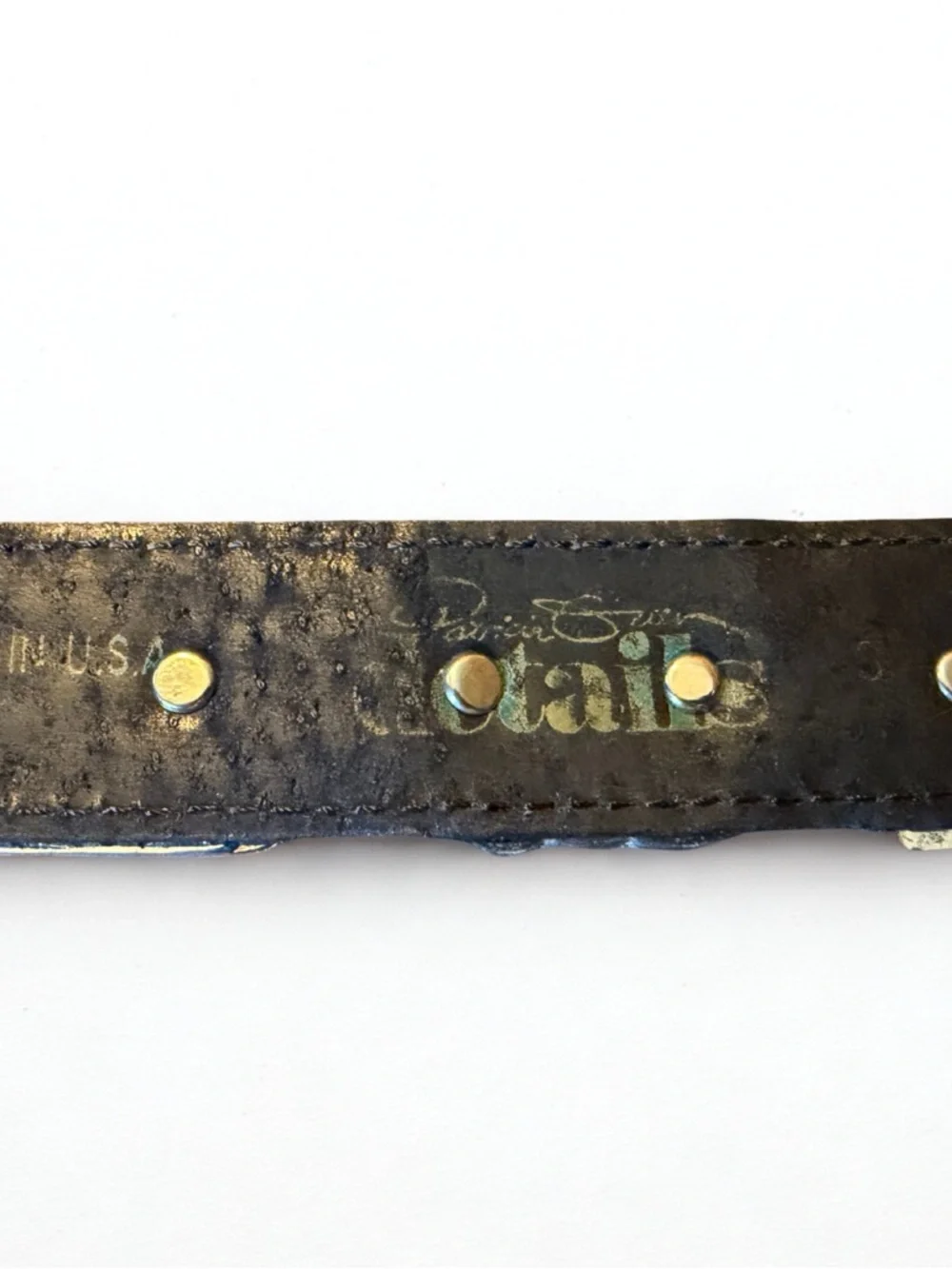 Vintage Western Tooled Leather Belt with Silver Conchos - black